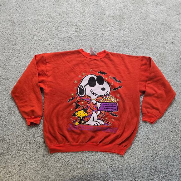 Peanuts Snoopy Vintage VTG Halloween Sweater Orange Vintage VTG XL - Picture 2 of 8